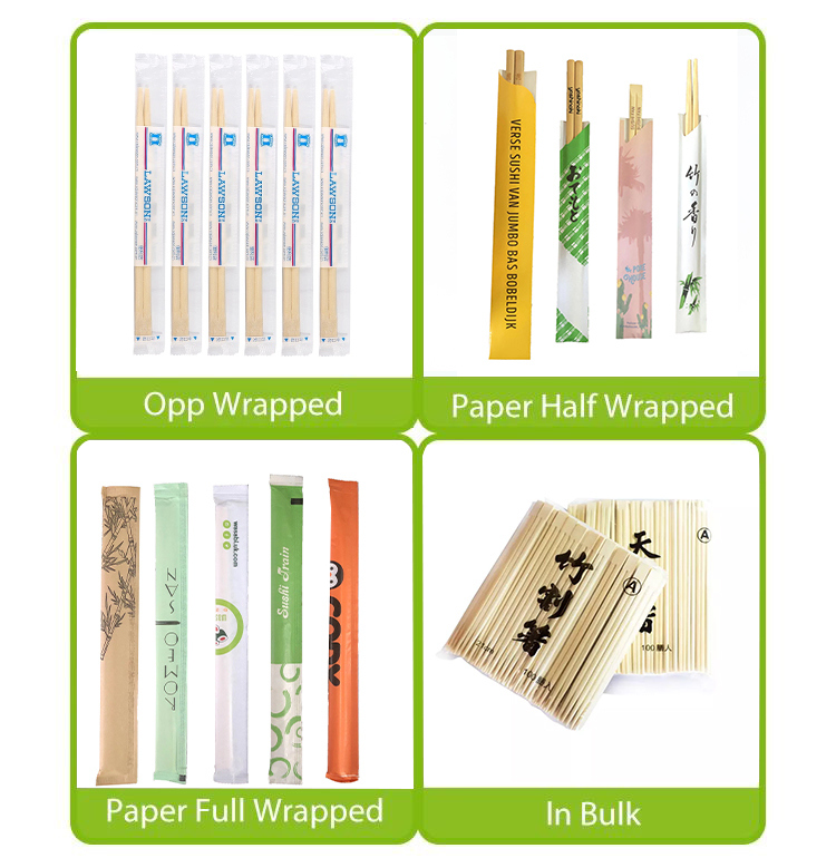 Customized 9'' Length Disposable Bamboo Chopsticks 100prs/bag with 4.0-5.0mm Thickness for Restaurant Use